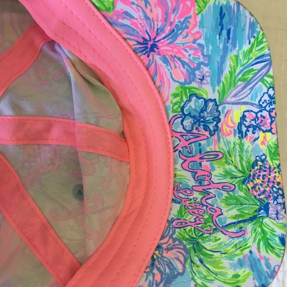 Lilly Pulitzer Floral Neon Palm Print Baseball Cap - Pink, Green, Blue - Picture 5 of 5